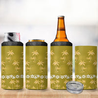 Yellow Hawaii Palm Tree Hibiscus 4 in 1 Can Cooler Tumbler Fantasy Summer Vibe LT01 - Polynesian Pride