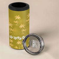 Yellow Hawaii Palm Tree Hibiscus 4 in 1 Can Cooler Tumbler Fantasy Summer Vibe LT01 - Polynesian Pride