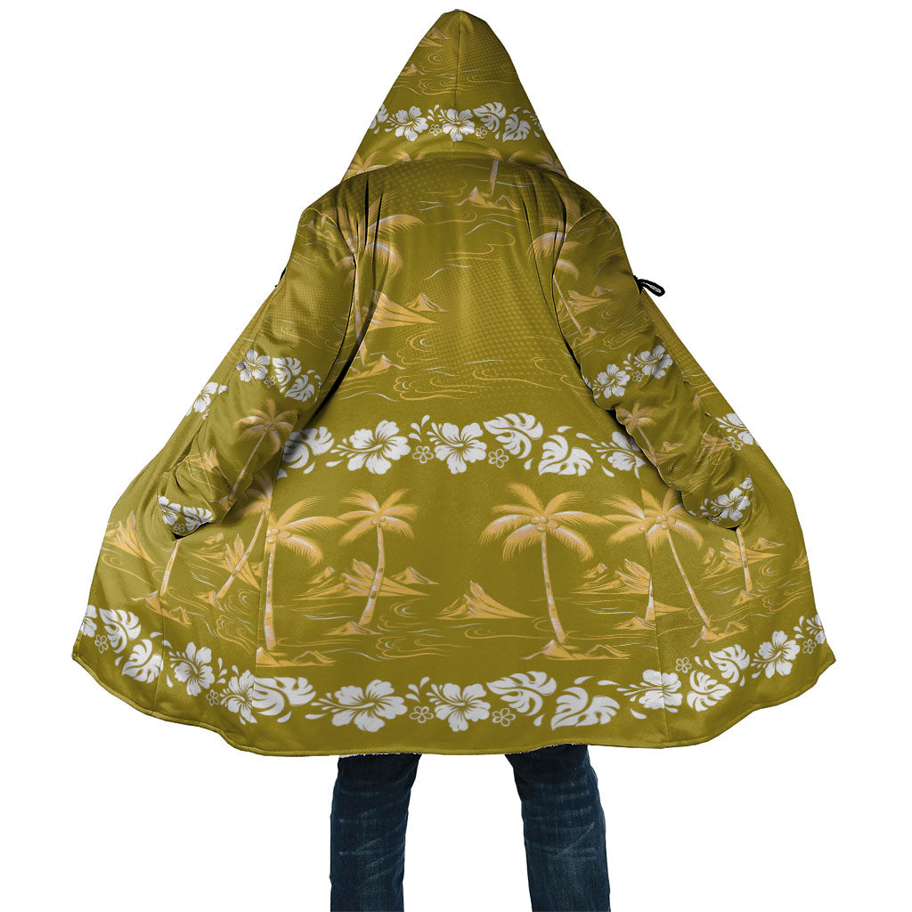 Yellow Hawaii Palm Tree Hibiscus Cloak Fantasy Summer Vibe LT01 Unisex Yellow - Polynesian Pride