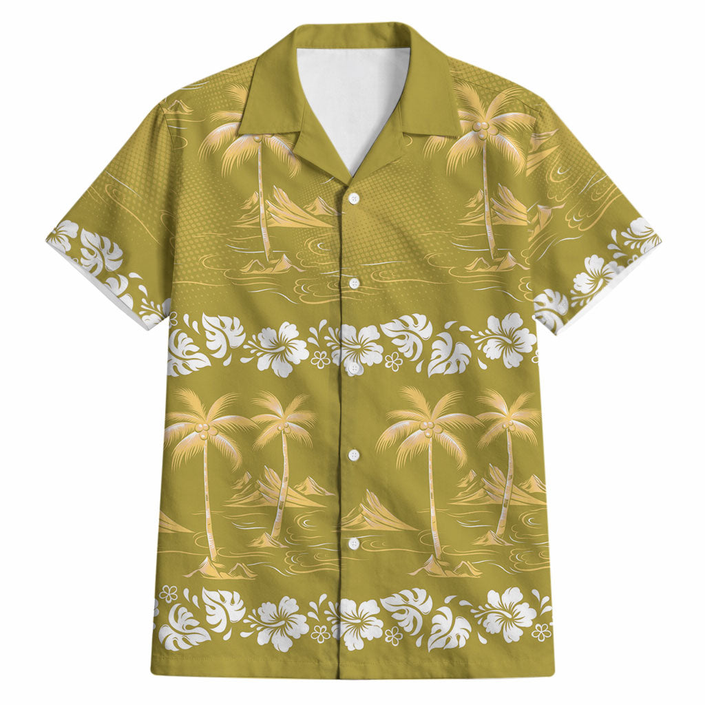 Yellow Hawaii Palm Tree Hibiscus Hawaiian Shirt Fantasy Summer Vibe LT01 Yellow - Polynesian Pride
