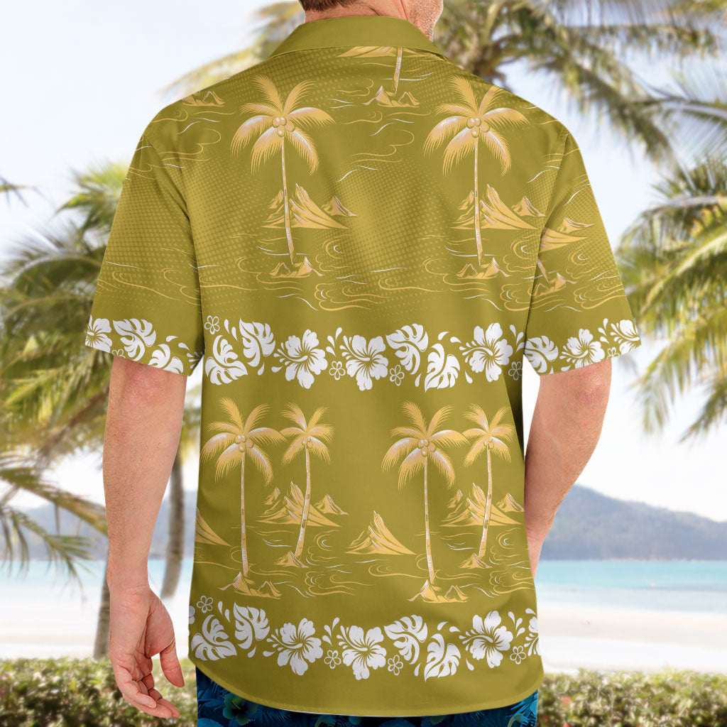 Yellow Hawaii Palm Tree Hibiscus Hawaiian Shirt Fantasy Summer Vibe LT01 - Polynesian Pride