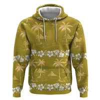 Yellow Hawaii Palm Tree Hibiscus Hoodie Fantasy Summer Vibe LT01 Pullover Hoodie Yellow - Polynesian Pride