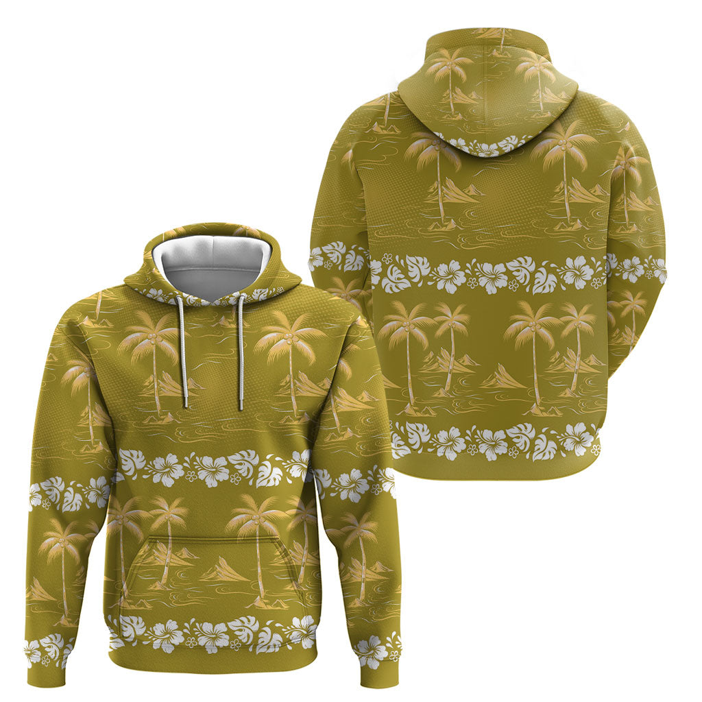 Yellow Hawaii Palm Tree Hibiscus Hoodie Fantasy Summer Vibe LT01 - Polynesian Pride