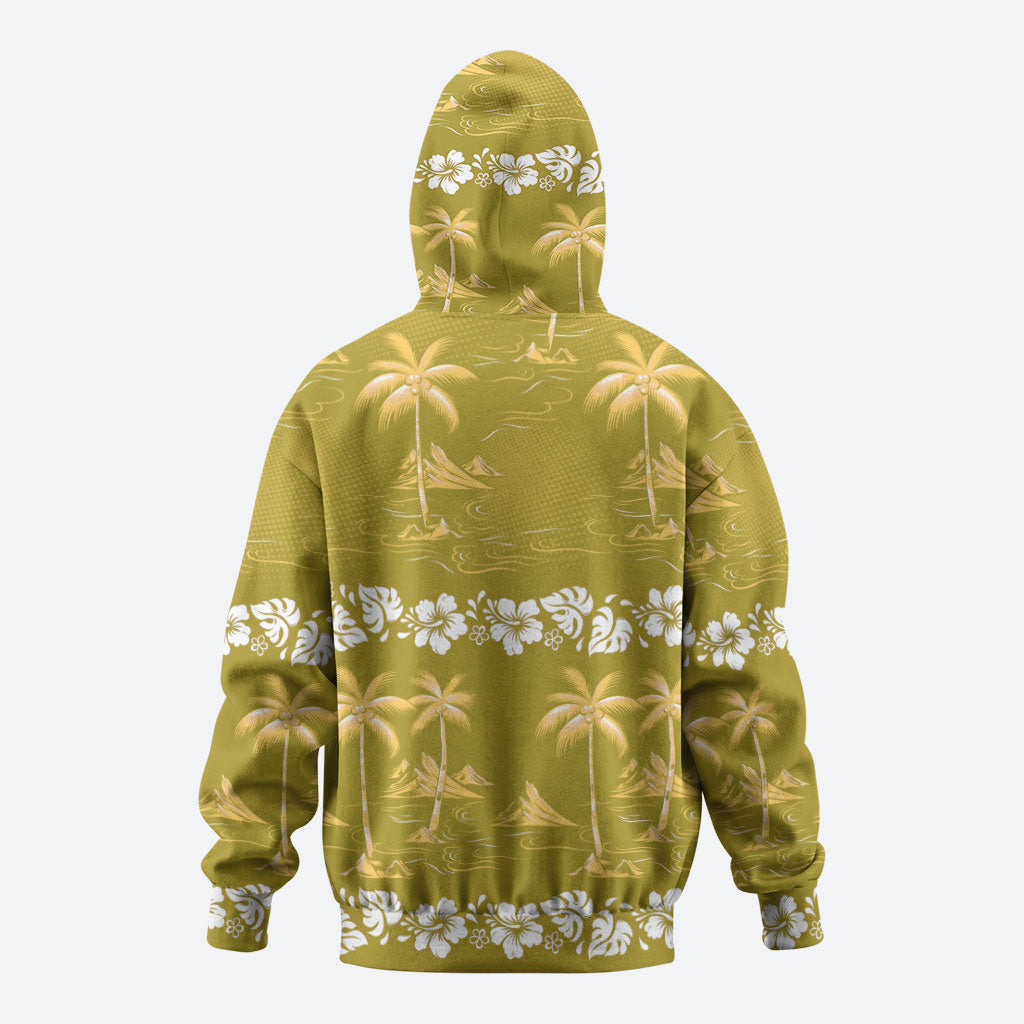 Yellow Hawaii Palm Tree Hibiscus Hoodie Fantasy Summer Vibe LT01 - Polynesian Pride