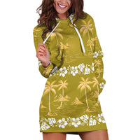 Yellow Hawaii Palm Tree Hibiscus Hoodie Dress Fantasy Summer Vibe LT01 Yellow - Polynesian Pride