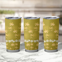 Yellow Hawaii Palm Tree Hibiscus Tumbler Cup Fantasy Summer Vibe LT01 - Polynesian Pride