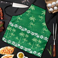 Green Hawaii Palm Tree Hibiscus Apron Fantasy Summer Vibe LT01 Green - Polynesian Pride