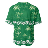 Green Hawaii Palm Tree Hibiscus Baseball Jersey Fantasy Summer Vibe LT01 - Polynesian Pride