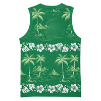 Green Hawaii Palm Tree Hibiscus Basketball Jersey Fantasy Summer Vibe LT01 - Polynesian Pride
