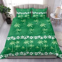 Green Hawaii Palm Tree Hibiscus Bedding Set Fantasy Summer Vibe LT01 - Polynesian Pride