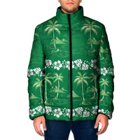 Green Hawaii Palm Tree Hibiscus Padded Jacket Fantasy Summer Vibe LT01 Men Green - Polynesian Pride