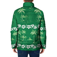 Green Hawaii Palm Tree Hibiscus Padded Jacket Fantasy Summer Vibe LT01 - Polynesian Pride