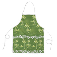 Olive Green Hawaii Palm Tree Hibiscus Apron Fantasy Summer Vibe LT01 Olive - Polynesian Pride
