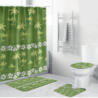 Olive Green Hawaii Palm Tree Hibiscus Bathroom Set Fantasy Summer Vibe LT01 Bathroom Set (4 pcs) Olive - Polynesian Pride