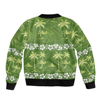 Olive Green Hawaii Palm Tree Hibiscus Bomber Jacket Fantasy Summer Vibe LT01 - Polynesian Pride