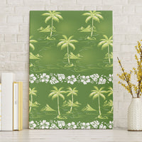 Olive Green Hawaii Palm Tree Hibiscus Canvas Wall Art Fantasy Summer Vibe LT01 Without Frame Olive - Polynesian Pride