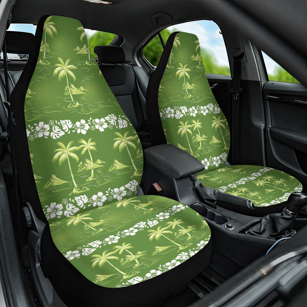 Olive Green Hawaii Palm Tree Hibiscus Car Seat Cover Fantasy Summer Vibe LT01 One Size Olive - Polynesian Pride