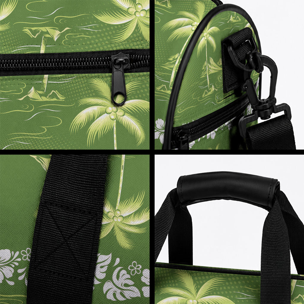Olive Green Hawaii Palm Tree Hibiscus Duffle Bag Fantasy Summer Vibe