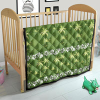 Olive Green Hawaii Palm Tree Hibiscus Quilt Fantasy Summer Vibe LT01 - Polynesian Pride