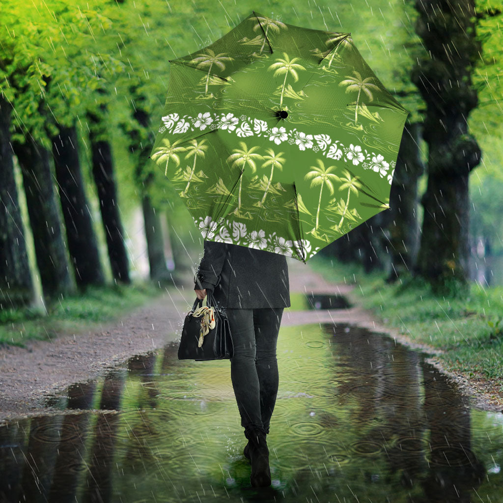 Olive Green Hawaii Palm Tree Hibiscus Umbrella Fantasy Summer Vibe LT01 - Polynesian Pride