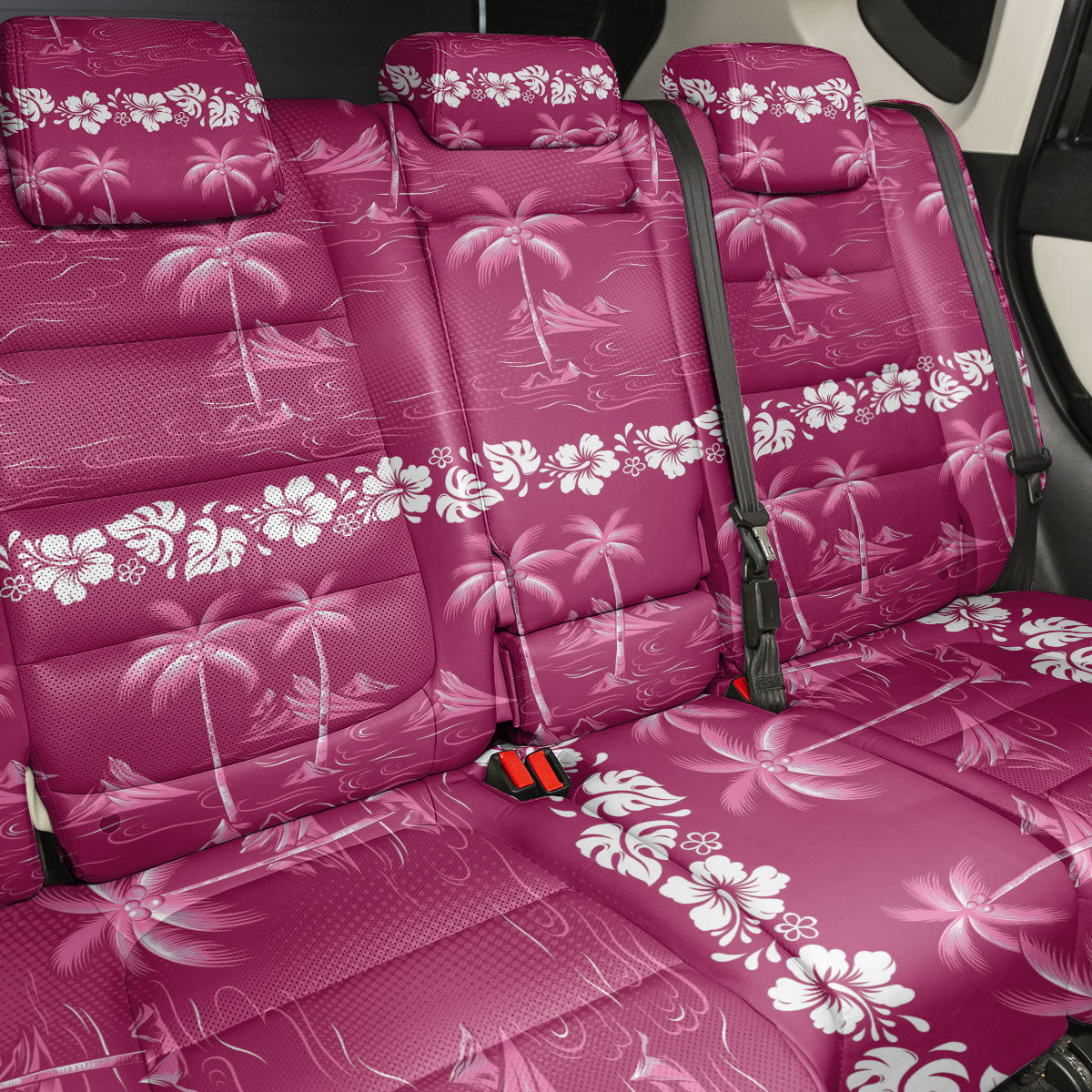 Pink Hawaii Palm Tree Hibiscus Back Car Seat Cover Fantasy Summer Vibe LT01 - Polynesian Pride