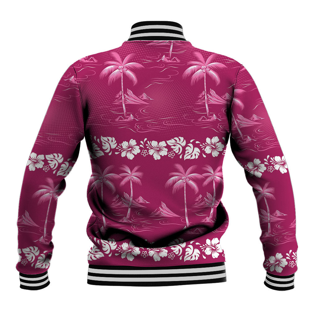 Pink Hawaii Palm Tree Hibiscus Baseball Jacket Fantasy Summer Vibe LT01 - Polynesian Pride