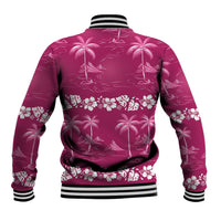 Pink Hawaii Palm Tree Hibiscus Baseball Jacket Fantasy Summer Vibe LT01 - Polynesian Pride