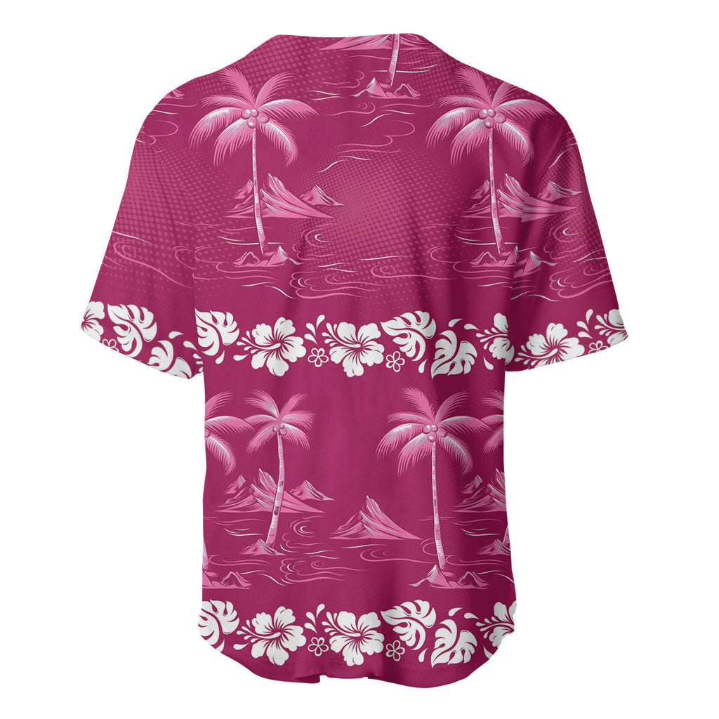 Pink Hawaii Palm Tree Hibiscus Baseball Jersey Fantasy Summer Vibe LT01 - Polynesian Pride
