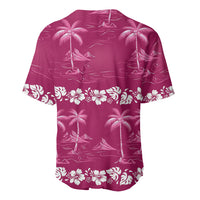Pink Hawaii Palm Tree Hibiscus Baseball Jersey Fantasy Summer Vibe LT01 - Polynesian Pride