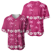 Pink Hawaii Palm Tree Hibiscus Baseball Jersey Fantasy Summer Vibe LT01 - Polynesian Pride