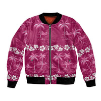 Pink Hawaii Palm Tree Hibiscus Bomber Jacket Fantasy Summer Vibe LT01 Unisex Pink - Polynesian Pride