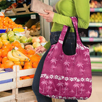 Pink Hawaii Palm Tree Hibiscus Grocery Bag Fantasy Summer Vibe LT01 - Polynesian Pride