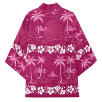 Pink Hawaii Palm Tree Hibiscus Kimono Fantasy Summer Vibe LT01 - Polynesian Pride
