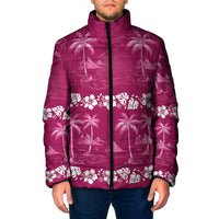 Pink Hawaii Palm Tree Hibiscus Padded Jacket Fantasy Summer Vibe LT01 Men Pink - Polynesian Pride