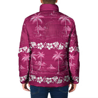 Pink Hawaii Palm Tree Hibiscus Padded Jacket Fantasy Summer Vibe LT01 - Polynesian Pride