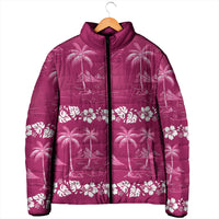 Pink Hawaii Palm Tree Hibiscus Padded Jacket Fantasy Summer Vibe LT01 - Polynesian Pride