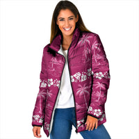 Pink Hawaii Palm Tree Hibiscus Padded Jacket Fantasy Summer Vibe LT01 Women Pink - Polynesian Pride