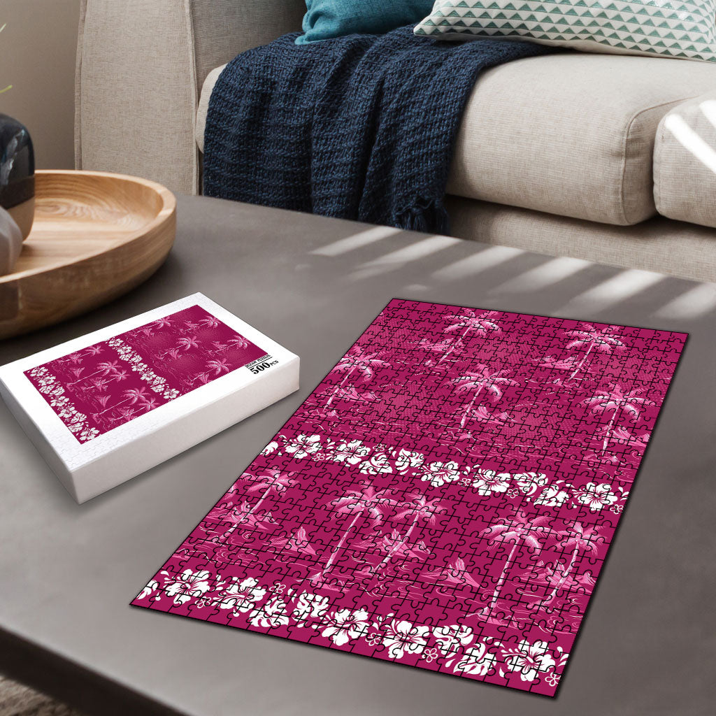 Pink Hawaii Palm Tree Hibiscus Puzzle Fantasy Summer Vibe LT01 - Polynesian Pride