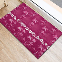 Pink Hawaii Palm Tree Hibiscus Rubber Doormat Fantasy Summer Vibe LT01 - Polynesian Pride