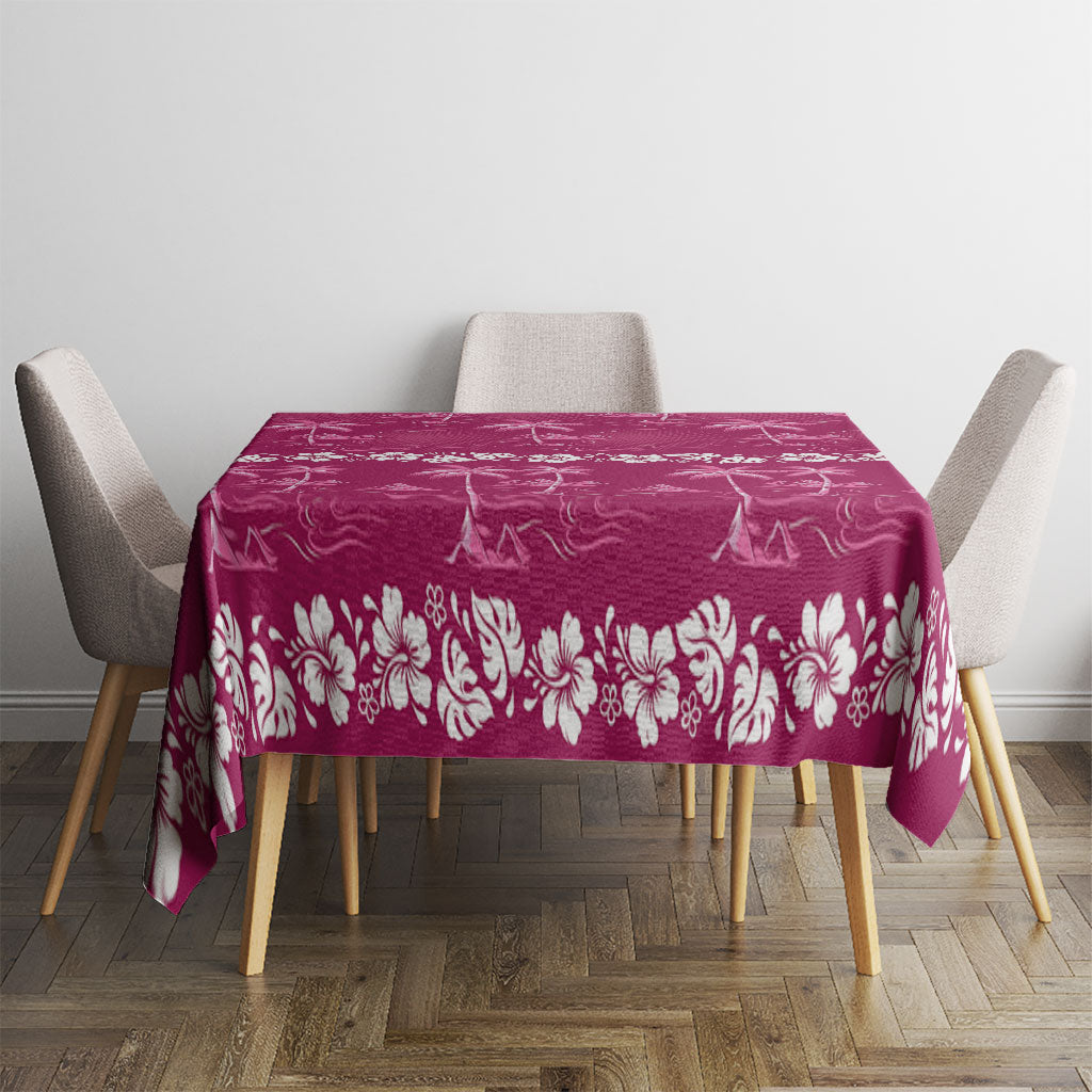 Pink Hawaii Palm Tree Hibiscus Tablecloth Fantasy Summer Vibe LT01 - Polynesian Pride