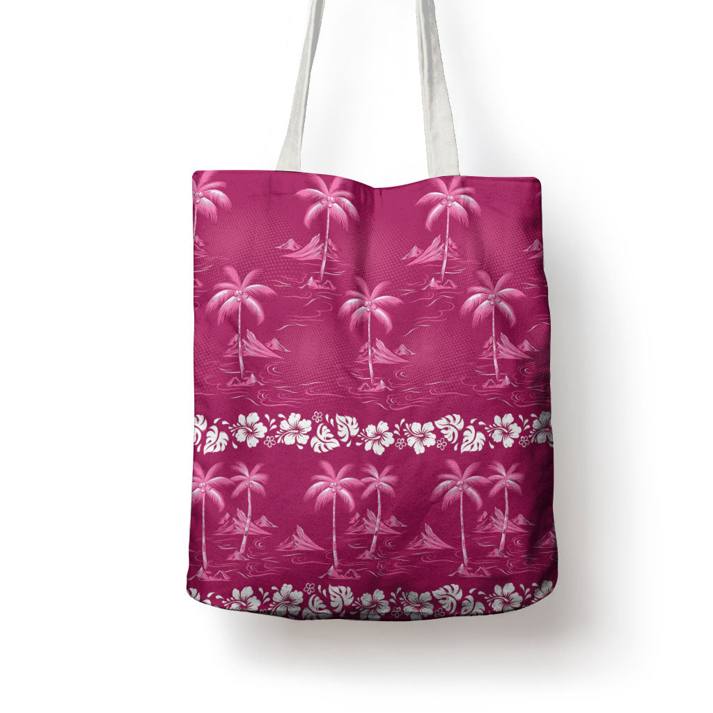 Pink Hawaii Palm Tree Hibiscus Tote Bag Fantasy Summer Vibe LT01 - Polynesian Pride