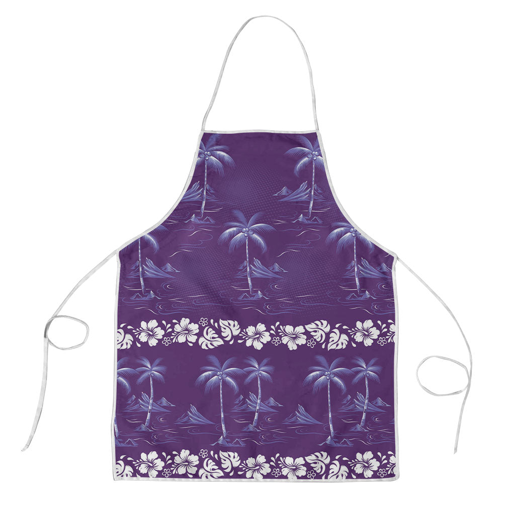 Purple Hawaii Palm Tree Hibiscus Apron Fantasy Summer Vibe LT01 Purple - Polynesian Pride