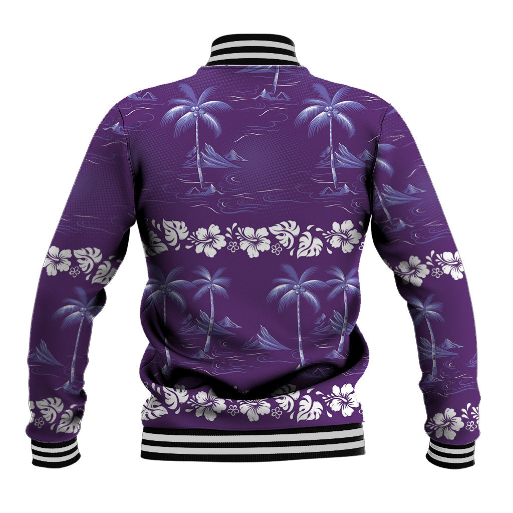 Purple Hawaii Palm Tree Hibiscus Baseball Jacket Fantasy Summer Vibe LT01 - Polynesian Pride