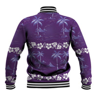 Purple Hawaii Palm Tree Hibiscus Baseball Jacket Fantasy Summer Vibe LT01 - Polynesian Pride