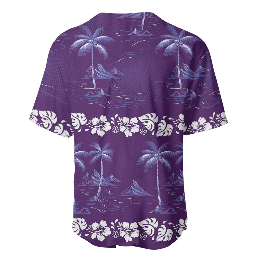 Purple Hawaii Palm Tree Hibiscus Baseball Jersey Fantasy Summer Vibe LT01 - Polynesian Pride