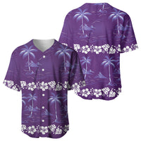 Purple Hawaii Palm Tree Hibiscus Baseball Jersey Fantasy Summer Vibe LT01 - Polynesian Pride