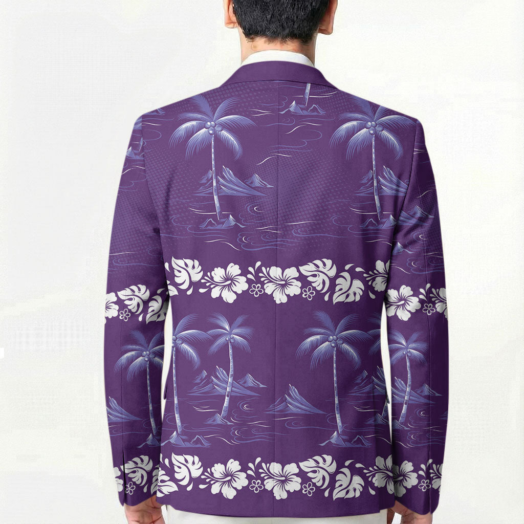 Purple Hawaii Palm Tree Hibiscus Blazer Fantasy Summer Vibe LT01 - Polynesian Pride