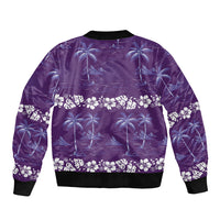 Purple Hawaii Palm Tree Hibiscus Bomber Jacket Fantasy Summer Vibe LT01 - Polynesian Pride