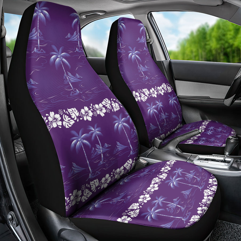 Purple Hawaii Palm Tree Hibiscus Car Seat Cover Fantasy Summer Vibe