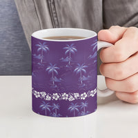 Purple Hawaii Palm Tree Hibiscus Ceramic Mug Fantasy Summer Vibe LT01 - Polynesian Pride